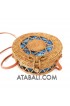 Ata rattan circle round sling bags motif ethnic with lining 